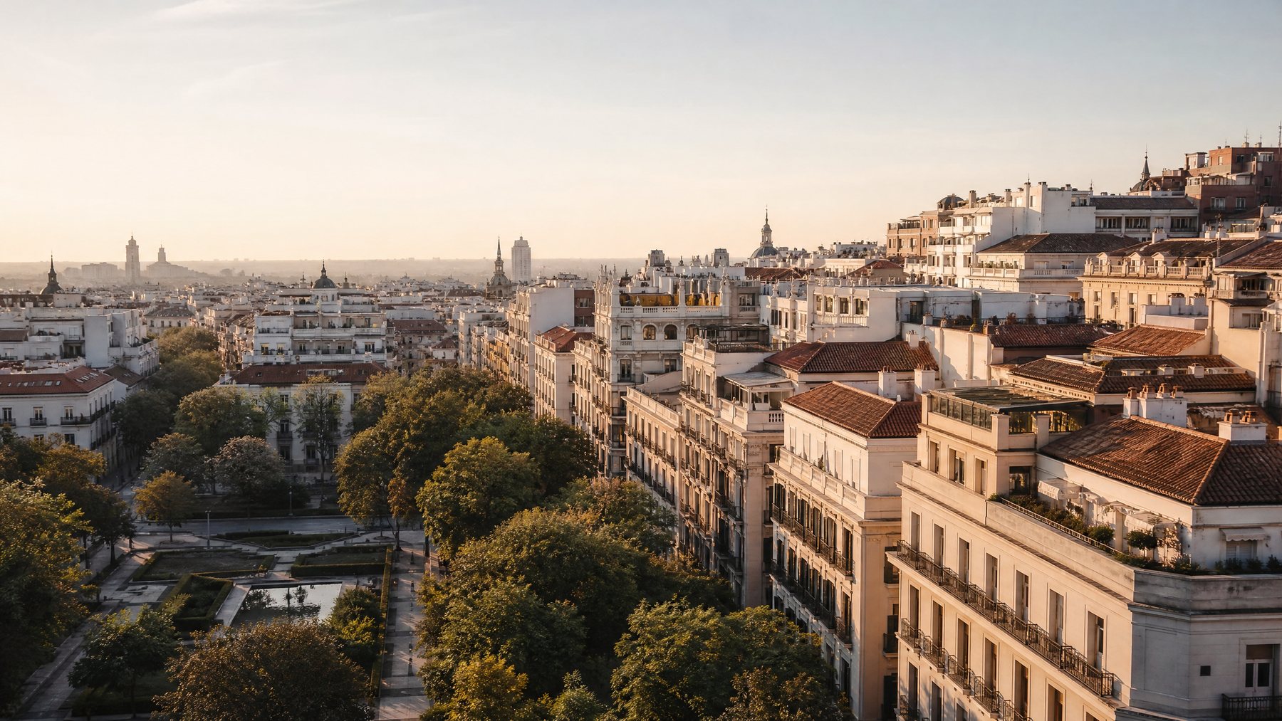 Vista editorial de un barrio residencial español